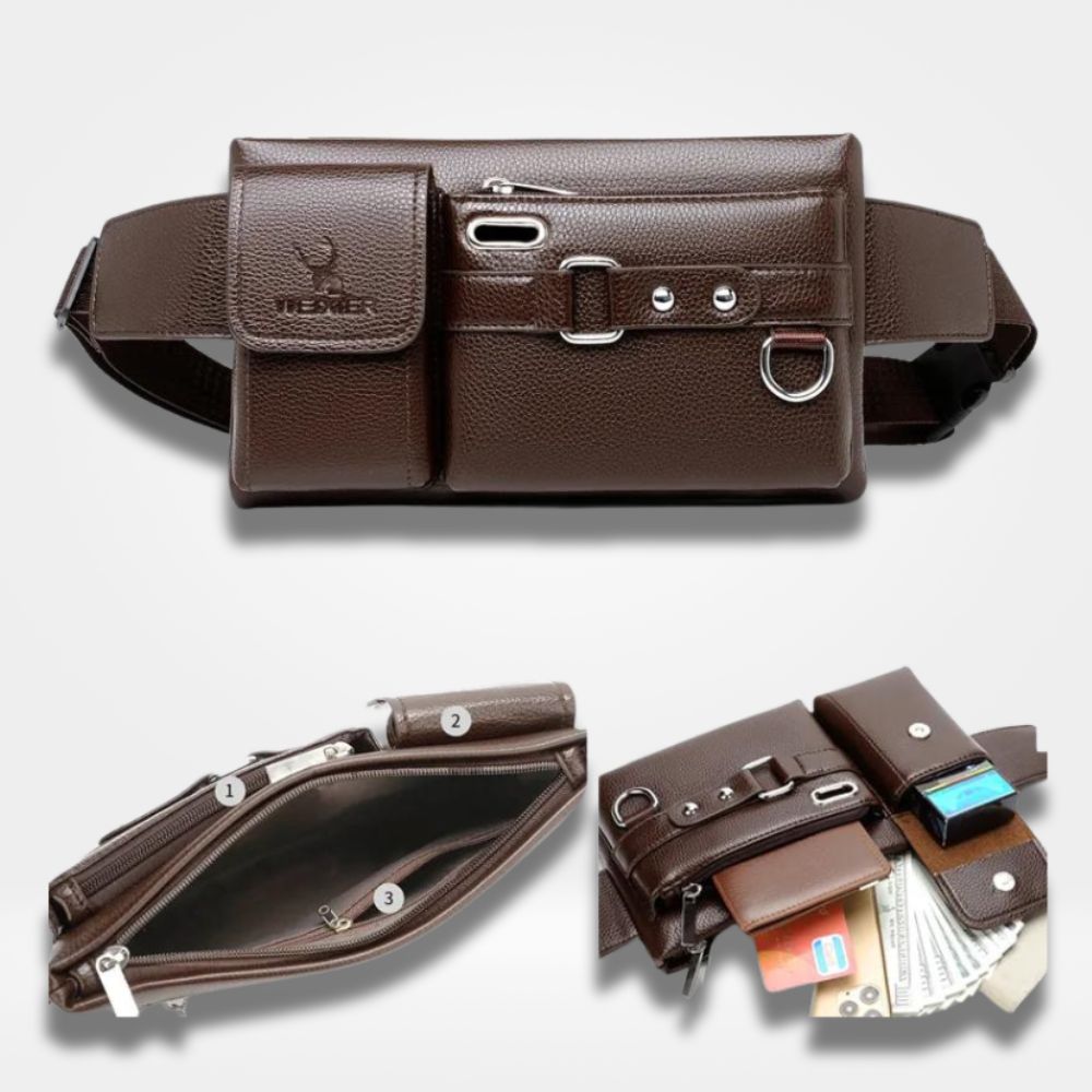 Sac Banane Cuir Noir Homme