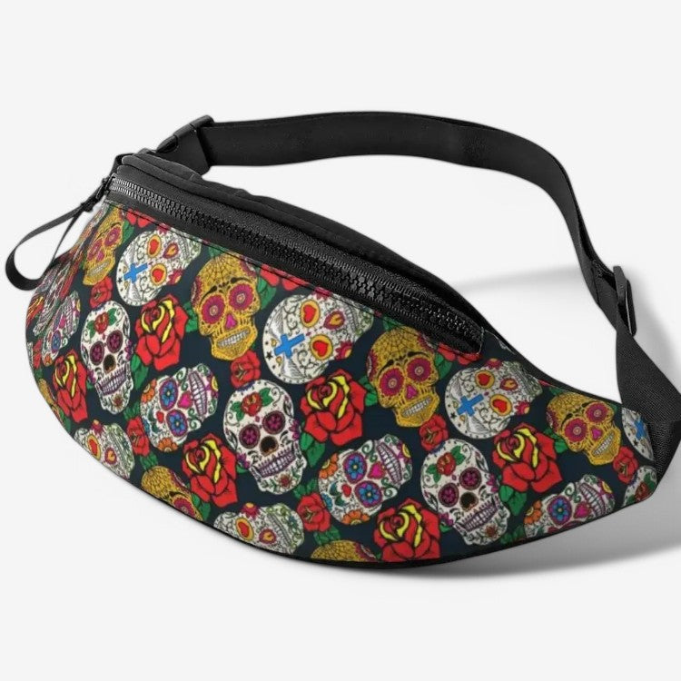 sac banane tête de mort colorée