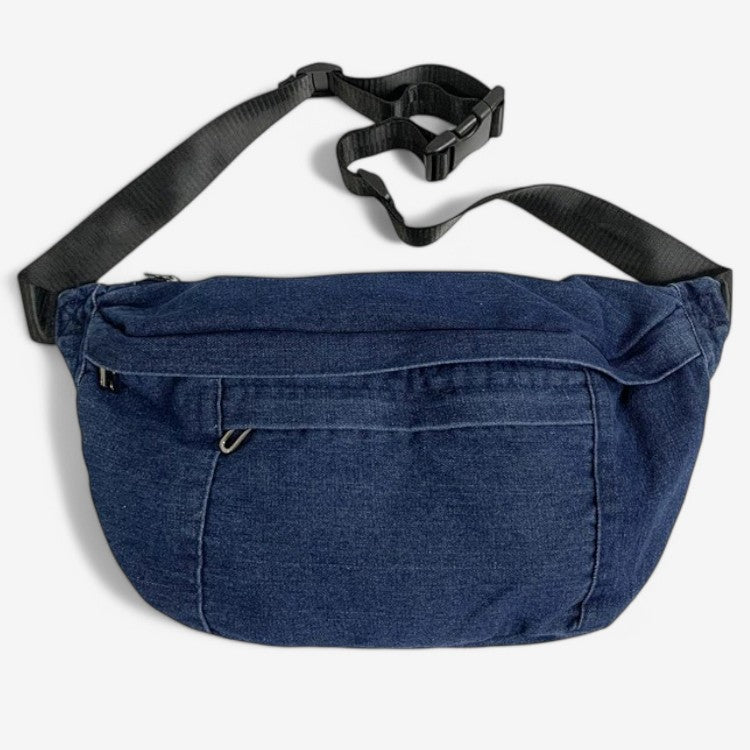 Sac banane XL en jeans pour femme bleu foncé