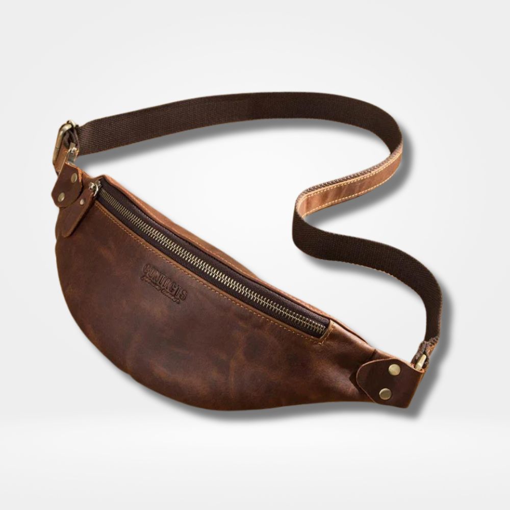 Sac Banane pour Homme en Cuir marron foncé 
