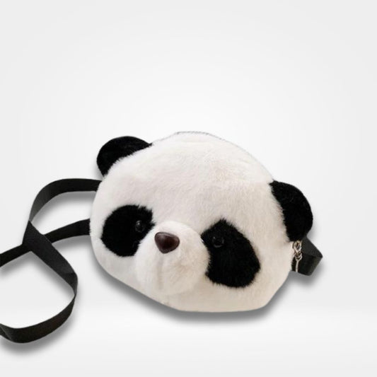 Sac banane enfant panda en peluche blanche et noire avec sangle réglable — sac banane rigolo et doux pour filles et garçons