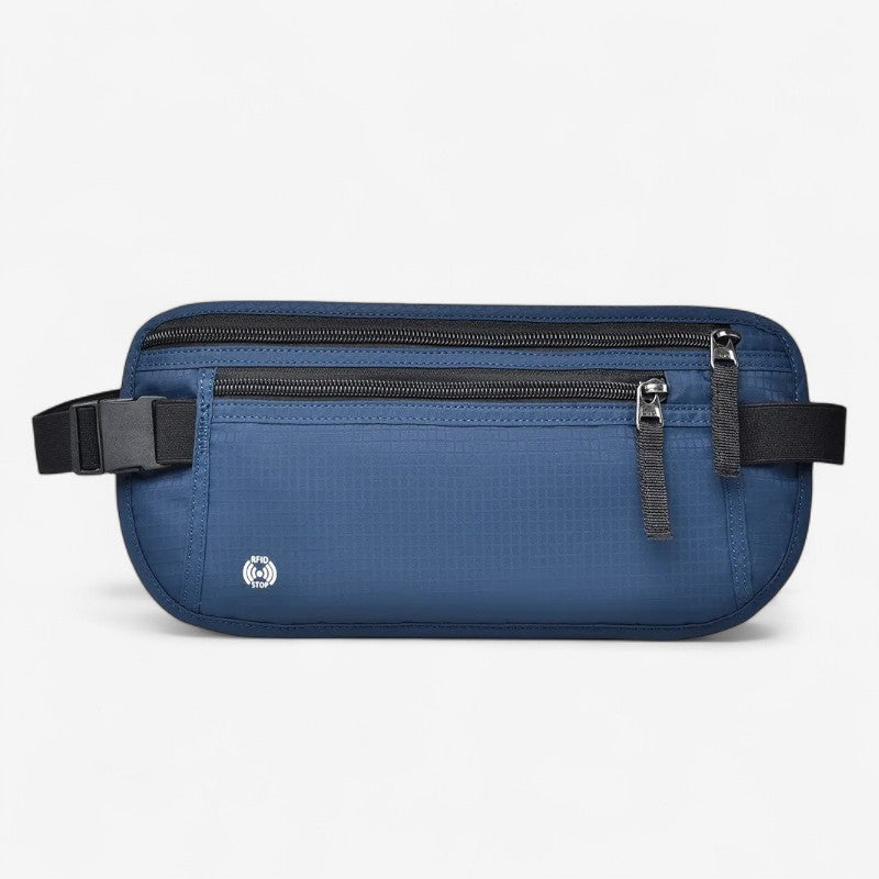 Sac banane antivol bleu étanche RFID